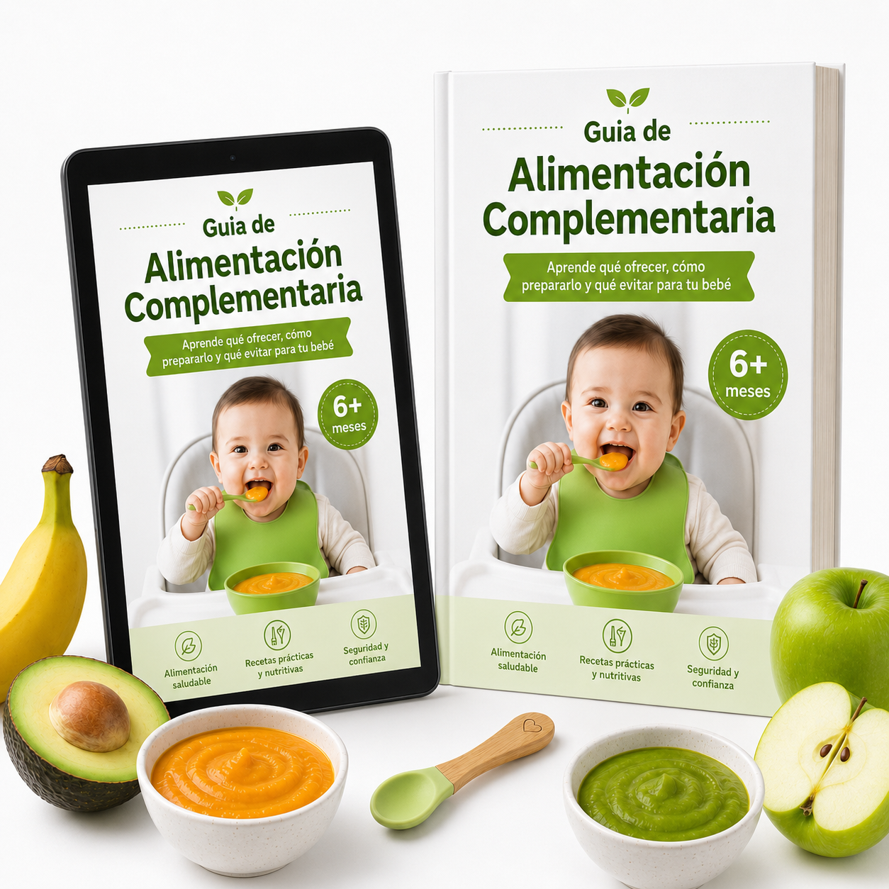 Guía de Alimentación Complementaria Completa - portada y tablet